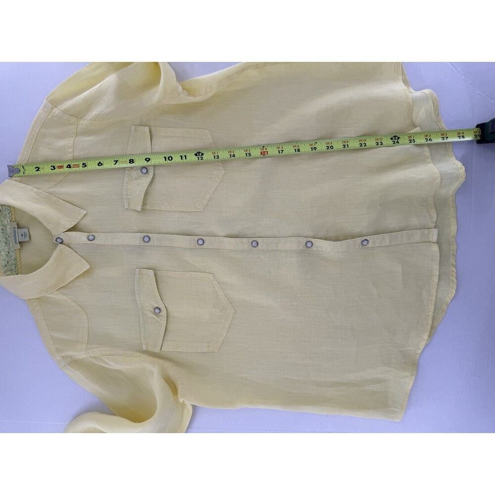 Sundance Pearl Snap Shirt Size M 100% Linen Yellow Western Rodeo Cowgirl​​ - Picture 12 of 14